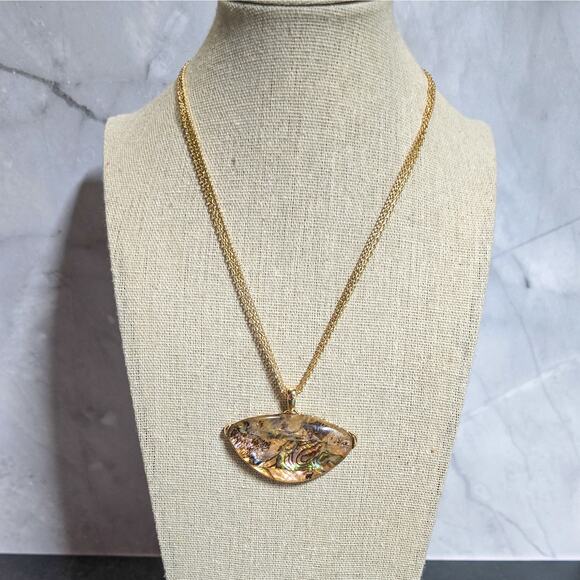 Boutique New abalone pendant on triple strand adjustable chain - Picture 4 of 7